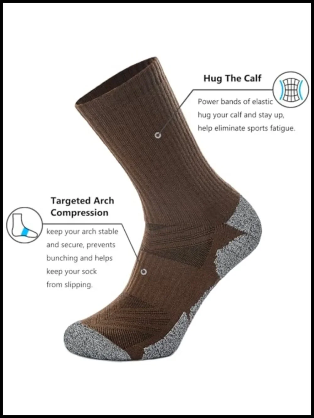 Cushioned Hiking Crew Socks, Moisture Wicking, Arch Support
